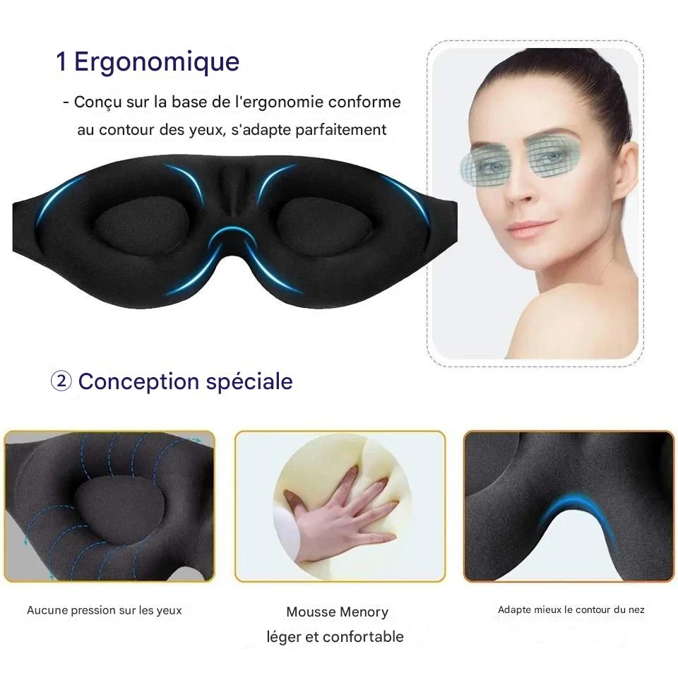 Masque 3D Ajustable - Obscurité et Confort Absolus