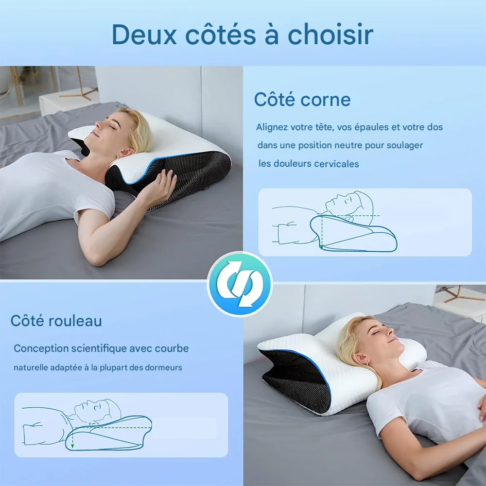 Oreiller Ergonomique à Mémoire de Forme - Confort Cervical Optimal