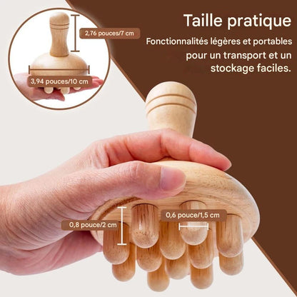 Outil de Massage Bois en Forme de Champignon - Thérapie Manuelle Anti-Cellulite