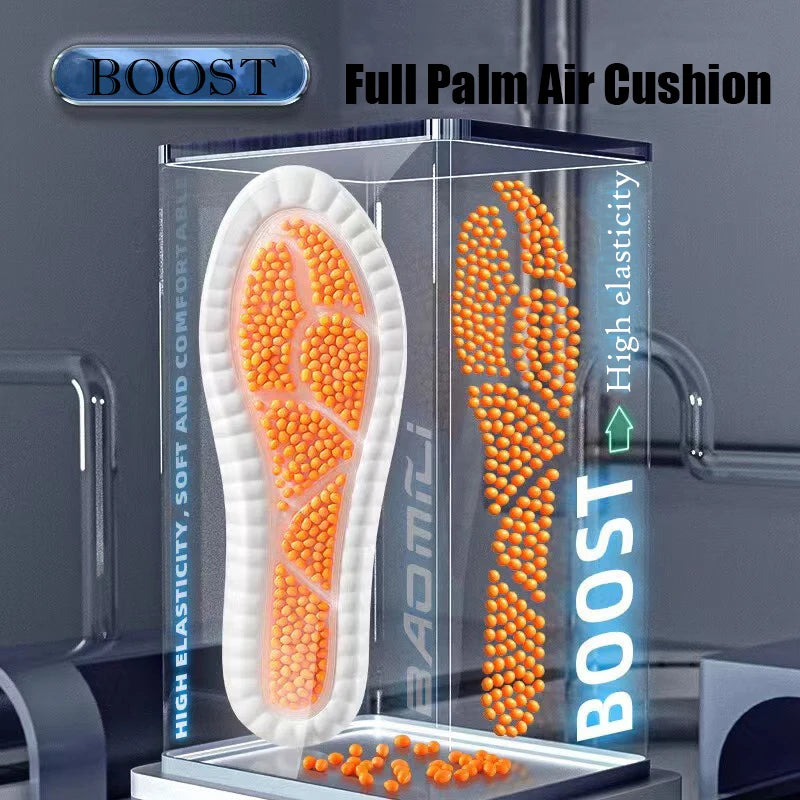 New Sport Insoles For Shoes High Elasticity Triple Shock Absorbing Sole Pad PU Memory Foam Air-cushion Super Soft Sneakers Soles