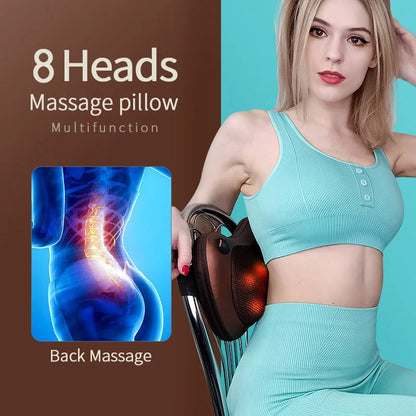 Head Massager Car Home Cervical Shiatsu Massage Neck Back Waist Body Electric Multifunctional Massage Pillow for Chair Car