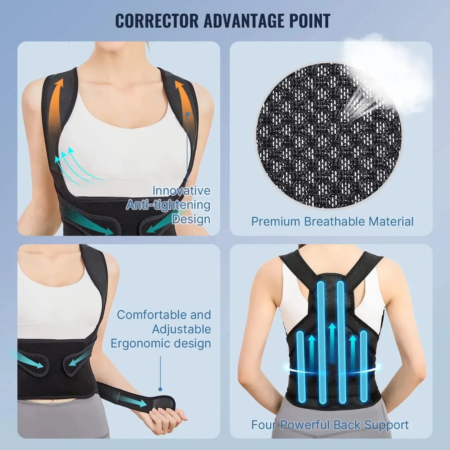 Posture Corrector Back Orthopedic Straps for Men and Women Fully Adjustable Spinal Brace Comfortable Effective Upper Back Brace