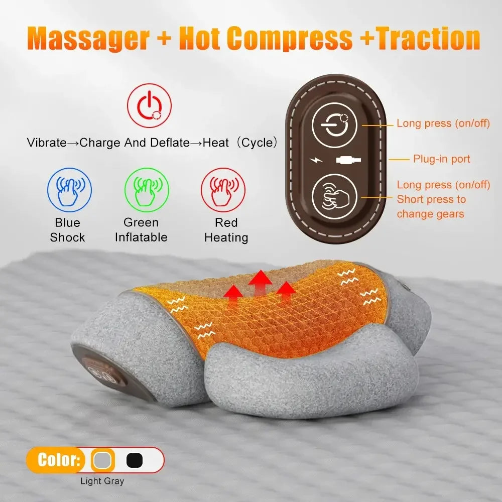 Oreiller Massant Électrique - Massage Cervical, Vibration et Compression Chauffante