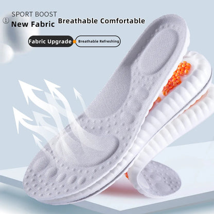 New Sport Insoles For Shoes High Elasticity Triple Shock Absorbing Sole Pad PU Memory Foam Air-cushion Super Soft Sneakers Soles