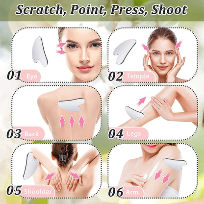 Stainless Steel Skin Scraping Face Massage Skincare Tool Guasha Scraper Lifting Anti Wrinkle Gua Sha Body Neck Care Massager