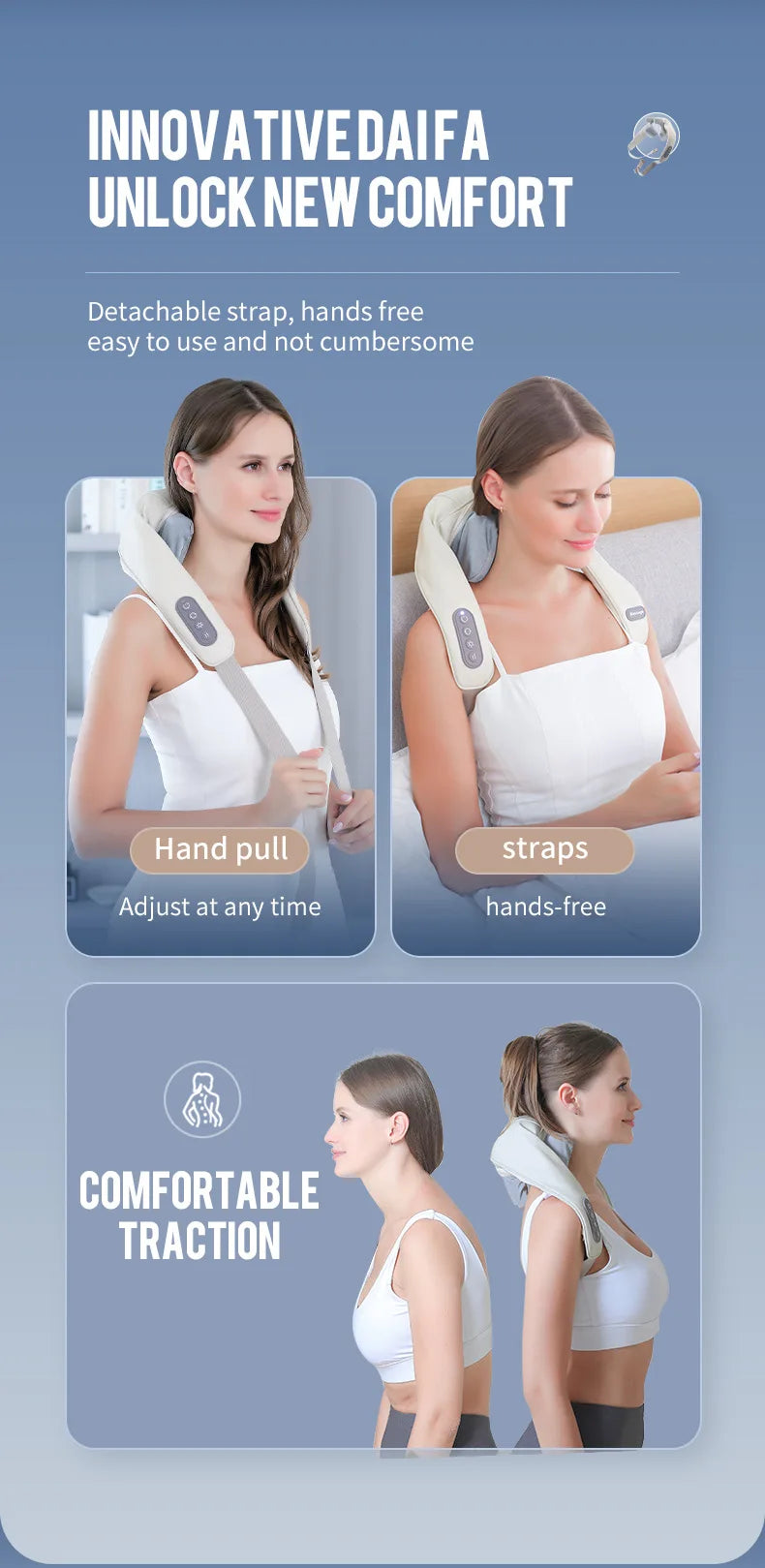 Foreverlily 26W Neck And Shoulder Massager Wireless Shoulder And Back Kneading Massage Shawl Trapezius Neck Cervical masajeador