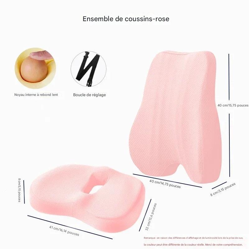 Ensemble Coussin en Mousse à Mémoire – Support Lombaire et Siège Ergonomique