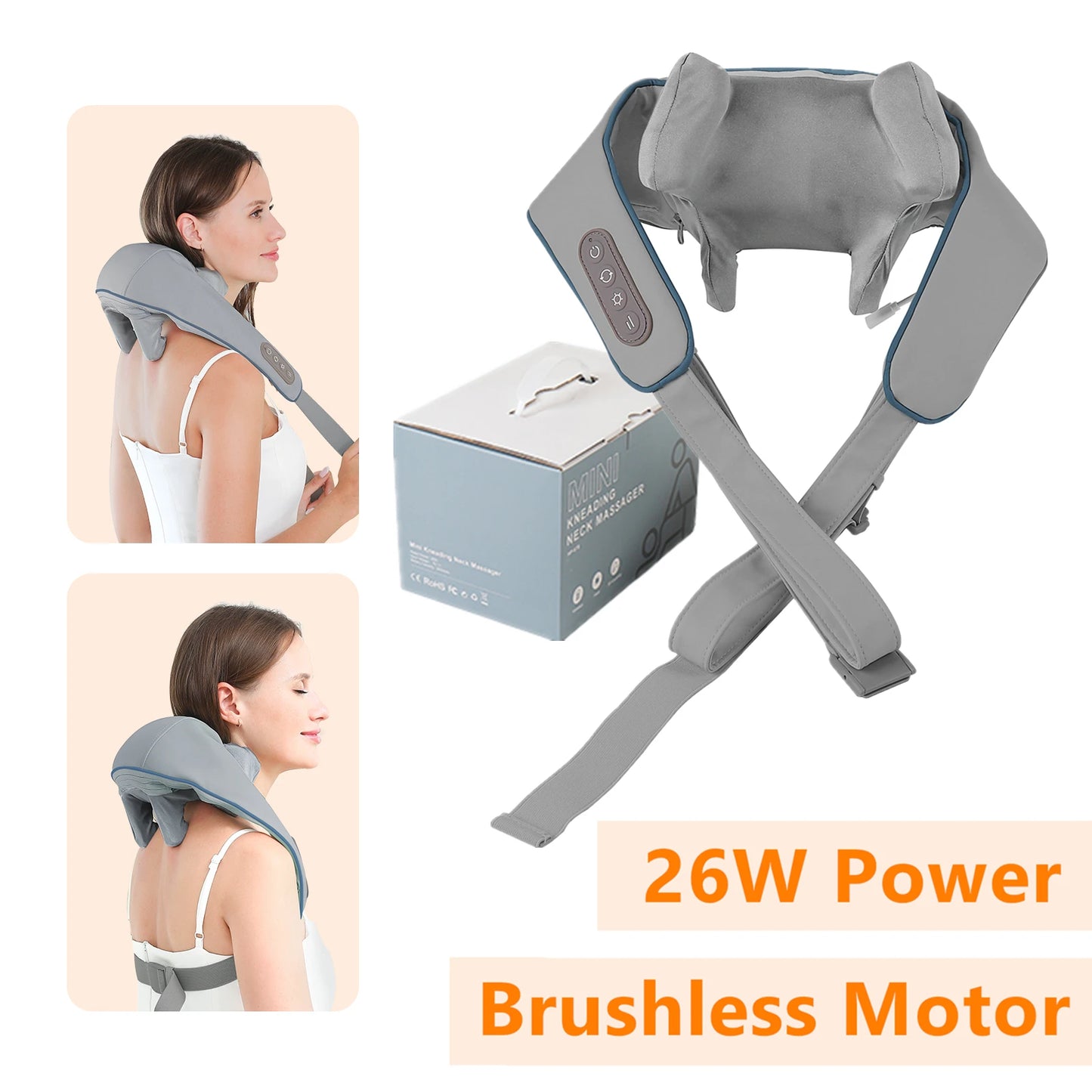 Foreverlily 26W Neck And Shoulder Massager Wireless Shoulder And Back Kneading Massage Shawl Trapezius Neck Cervical masajeador