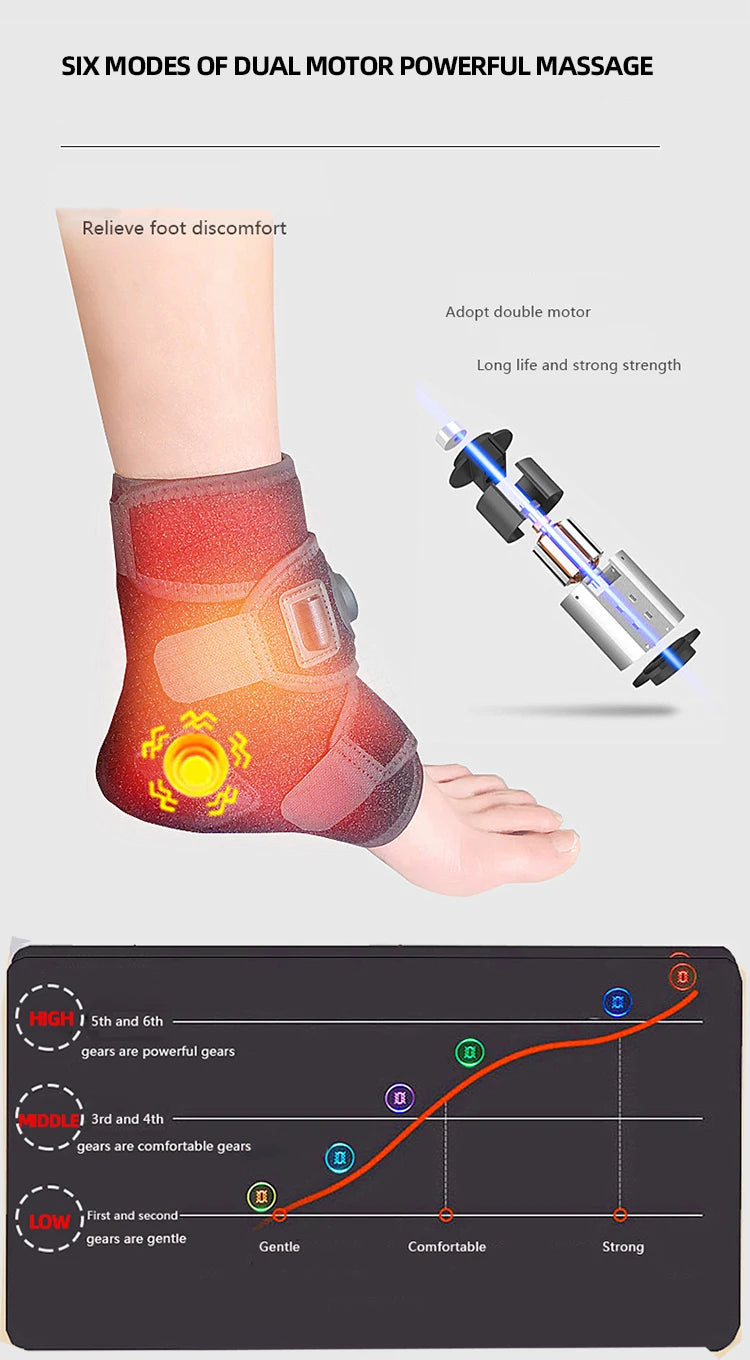 Foot Massager Hot Compress Vibration Massage SBR Diving Material USB Foot and Ankle Joint Hot Compress Protection