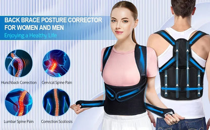 Posture Corrector Back Orthopedic Straps for Men and Women Fully Adjustable Spinal Brace Comfortable Effective Upper Back Brace