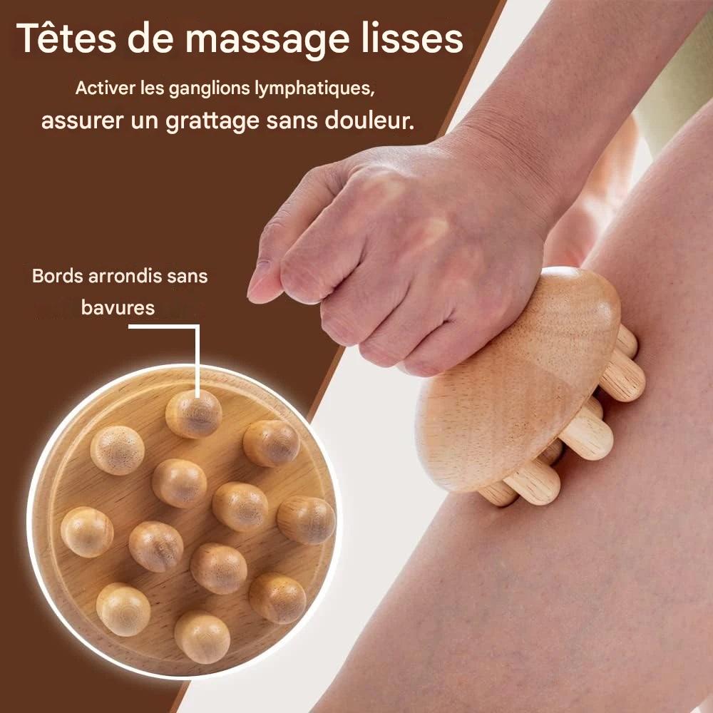 Outil de Massage Bois en Forme de Champignon - Thérapie Manuelle Anti-Cellulite