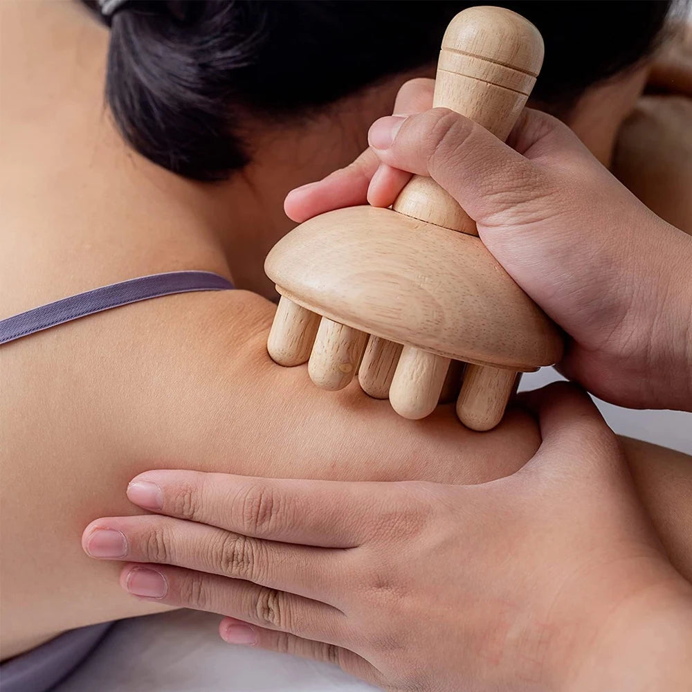 Outil de Massage Bois en Forme de Champignon - Thérapie Manuelle Anti-Cellulite