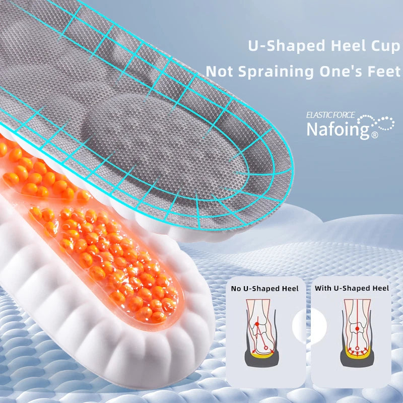 New Sport Insoles For Shoes High Elasticity Triple Shock Absorbing Sole Pad PU Memory Foam Air-cushion Super Soft Sneakers Soles