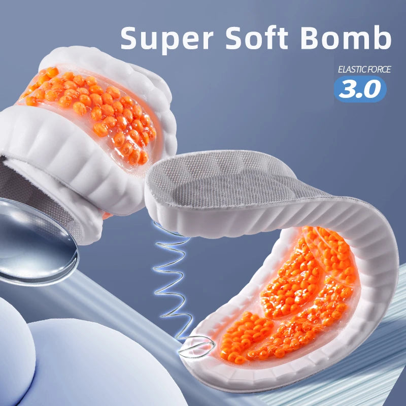 New Sport Insoles For Shoes High Elasticity Triple Shock Absorbing Sole Pad PU Memory Foam Air-cushion Super Soft Sneakers Soles