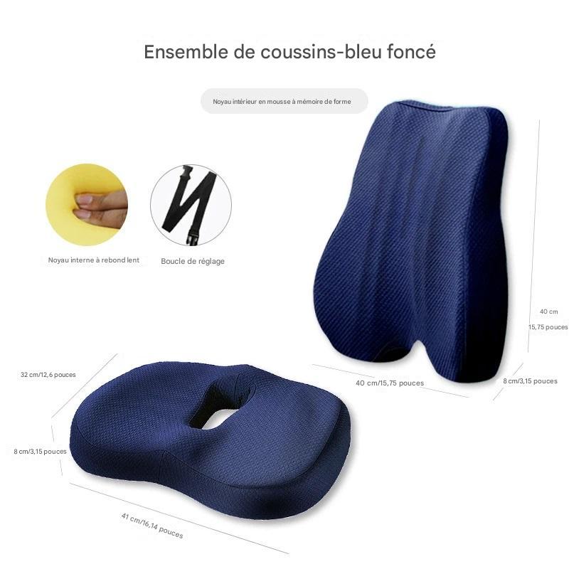 Ensemble Coussin en Mousse à Mémoire – Support Lombaire et Siège Ergonomique