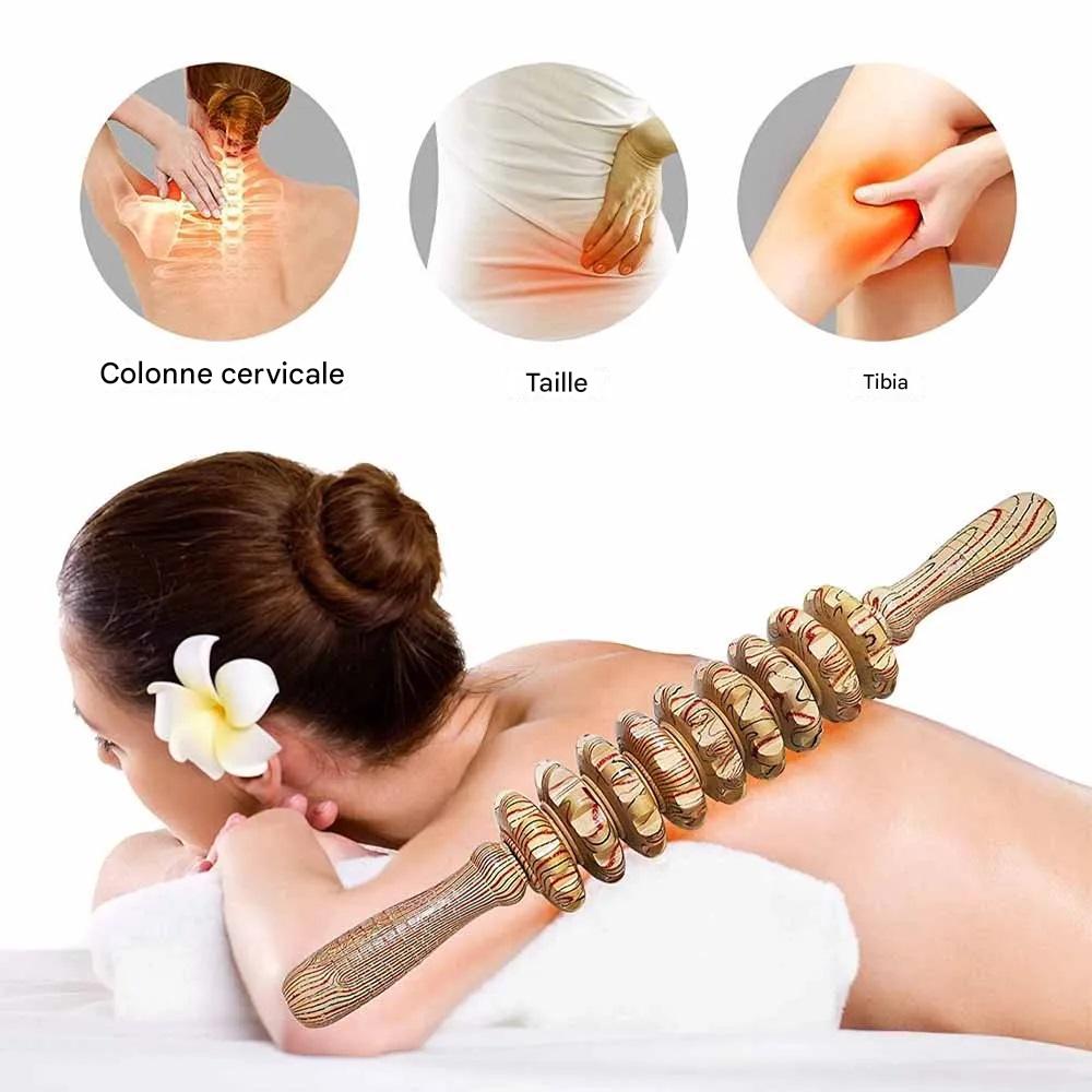 Rouleaux Massager en Bois - Outil de Massage Manuel Anti-Cellulite et Soulagement des Douleurs Musculaires