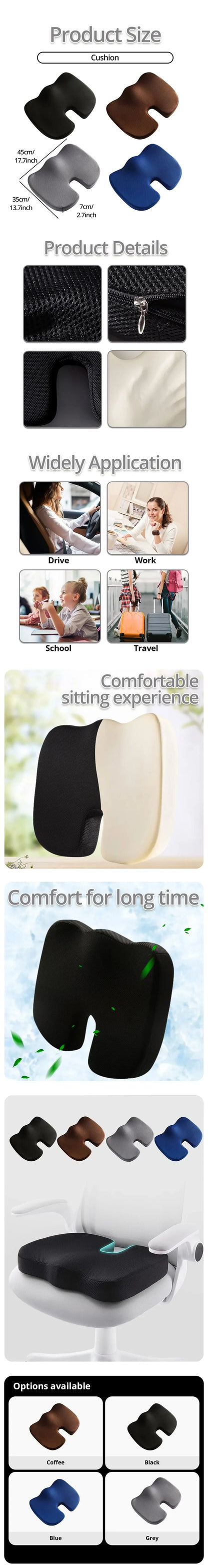 Seat Cushion Office Chair Cushions Coccyx Orthopedic Memory Foam U Seat Massage Chair Cushion Pad Car Massage Cushion