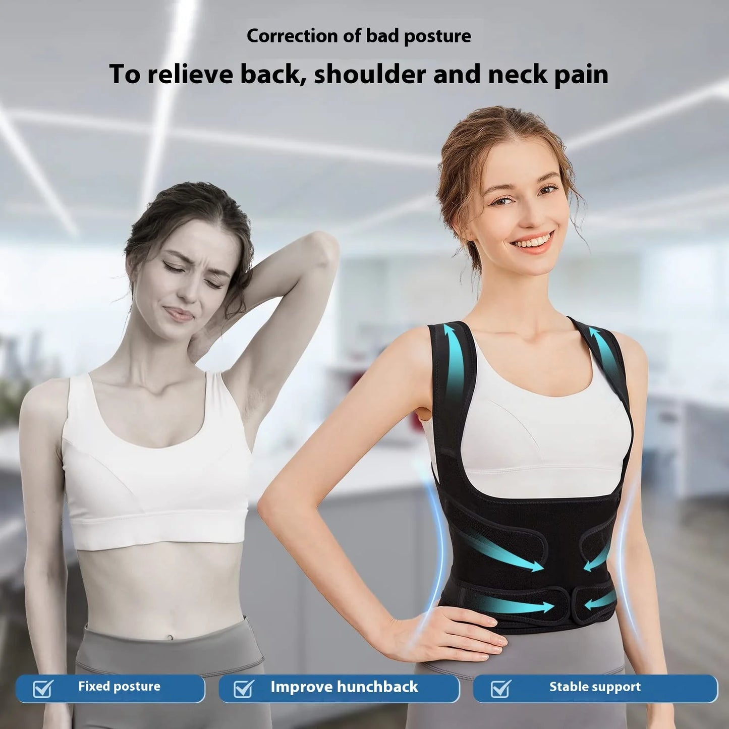 JUSTLANG Back Posture Corrector Lumbar Pad Waist Support Hunchback Spinal Orthopedic Straps Correct UNISEX Back Brace For Adult