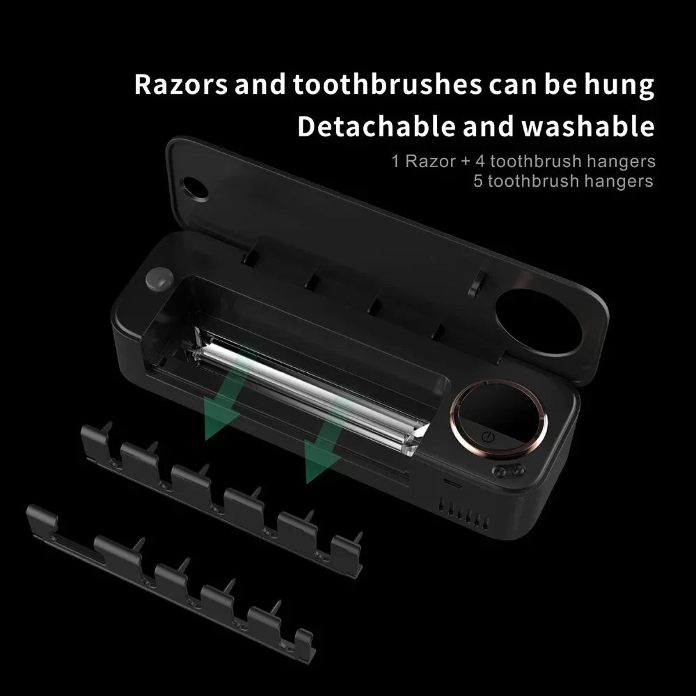 New UV Toothbrush Razor Storage Sterilizer LED DisplayRechargeable Tooth Brush Holder Wall-Mount With Bathroom Accessori