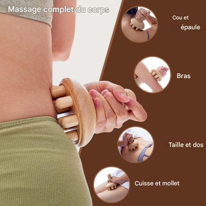 Outil de Massage Bois en Forme de Champignon - Thérapie Manuelle Anti-Cellulite