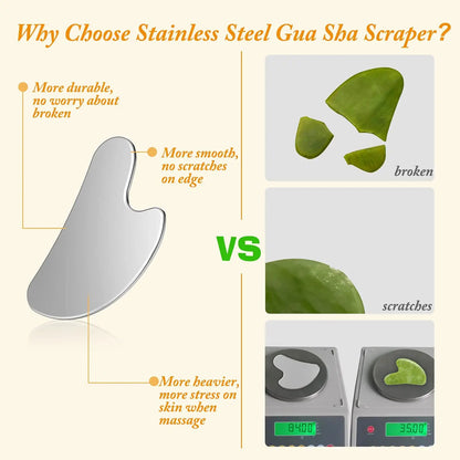 Stainless Steel Skin Scraping Face Massage Skincare Tool Guasha Scraper Lifting Anti Wrinkle Gua Sha Body Neck Care Massager