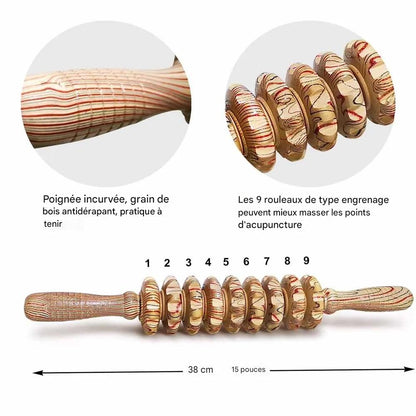 Rouleaux Massager en Bois - Outil de Massage Manuel Anti-Cellulite et Soulagement des Douleurs Musculaires