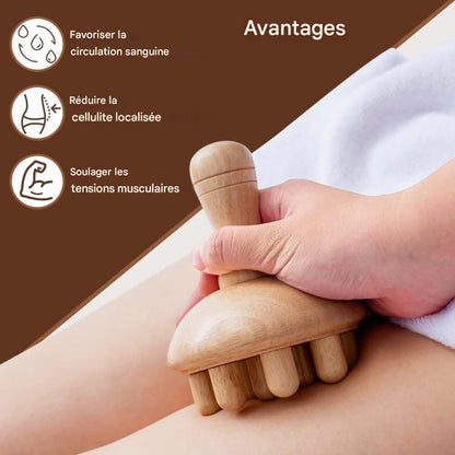 Outil de Massage Bois en Forme de Champignon - Thérapie Manuelle Anti-Cellulite