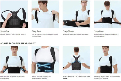 Posture Corrector Back Orthopedic Straps for Men and Women Fully Adjustable Spinal Brace Comfortable Effective Upper Back Brace