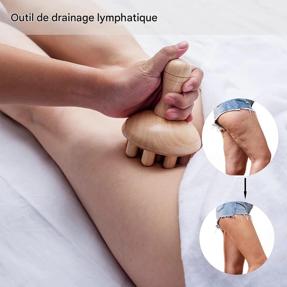 Outil de Massage Bois en Forme de Champignon - Thérapie Manuelle Anti-Cellulite