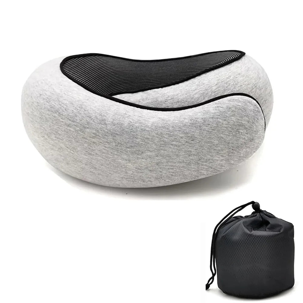 Travel Neck Pillow Memory Foam U-shaped Pillow Snail Style Travel Neck Support Portable Adjustable Soft Noon Break Sleep Pillows