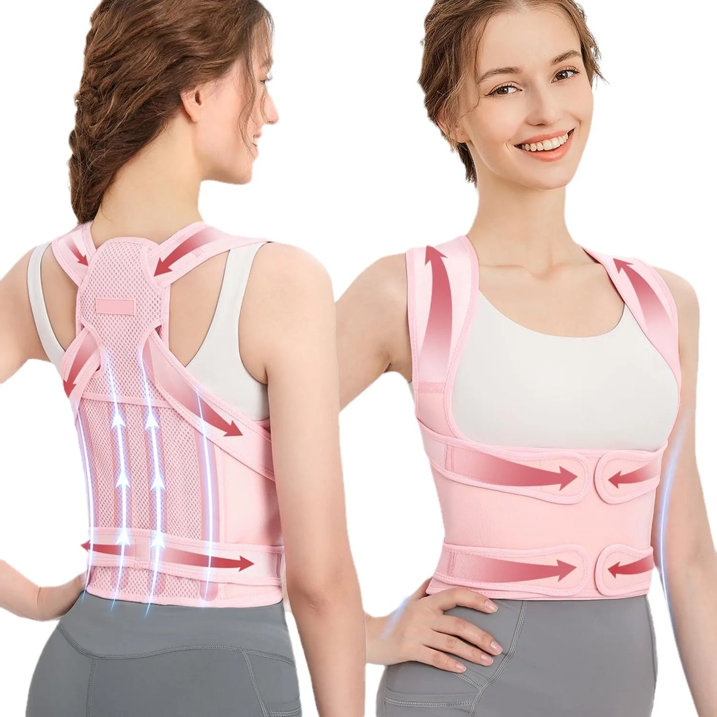 JUSTLANG Back Posture Corrector Lumbar Pad Waist Support Hunchback Spinal Orthopedic Straps Correct UNISEX Back Brace For Adult