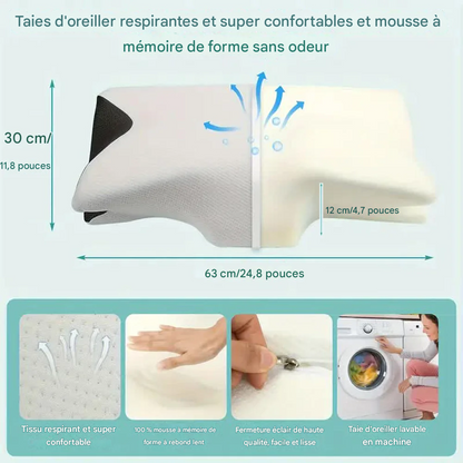 Oreiller Ergonomique à Mémoire de Forme - Confort Cervical Optimal