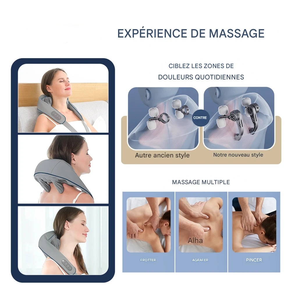 Masseur Sans Fil Ergonomique pour Cou et Dos - Relaxation Profonde – Image 31