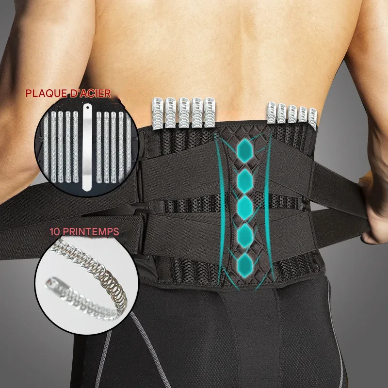 Ceinture lombaire noire ergonomique pour sport et soulagement dos – Image 14