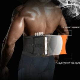 Ceinture lombaire noire ergonomique pour sport et soulagement dos