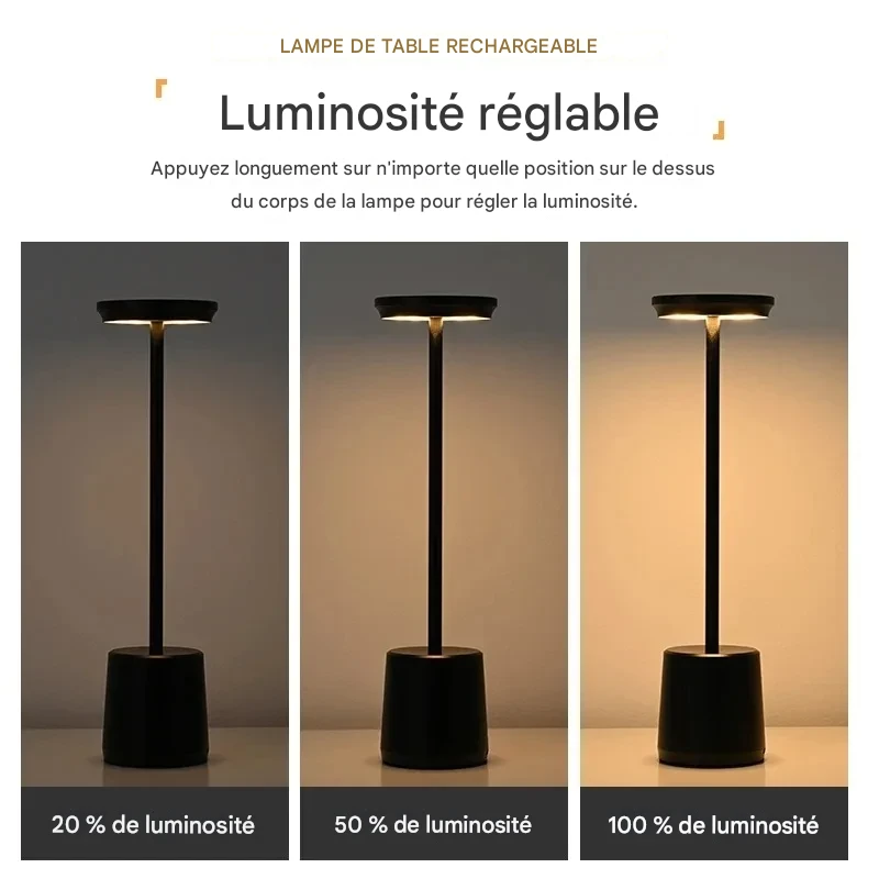 Lampe LED tactile rechargeable 3 couleurs pour ambiance personnalisée – Image 12