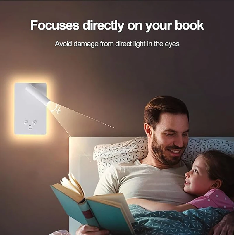 Lampe murale chevet double éclairage avec port USB-C intégré – Image 4