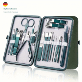 Kit manucure pédicure inox complet avec étui voyage pratique