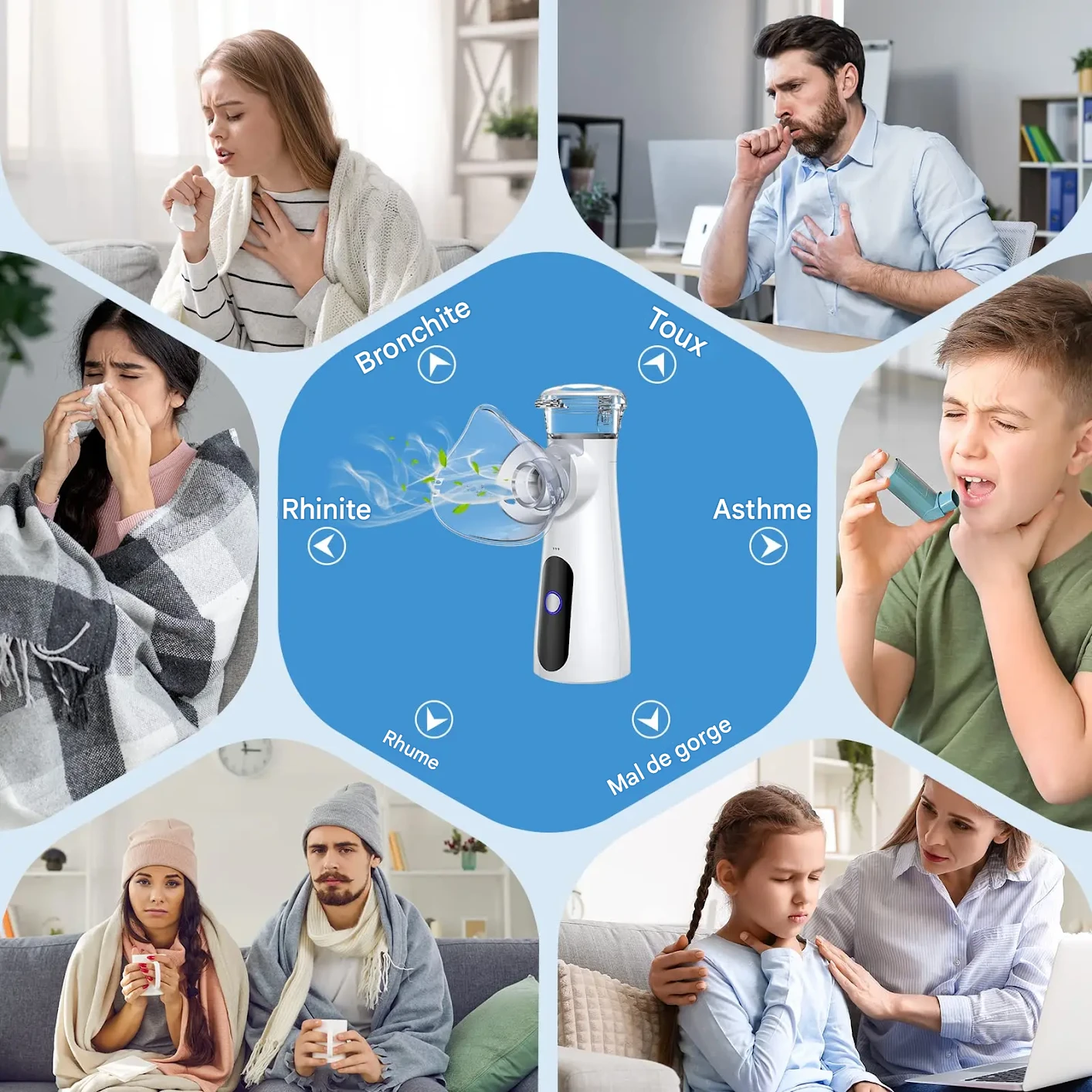 Nébuliseur Portable Familial avec Masques, Inhalation Efficace – Image 2
