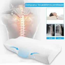 Oreiller cervical ergonomique mousse mémoire forme papillon confort optimal