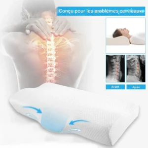 Oreiller cervical ergonomique mousse mémoire forme papillon confort optimal