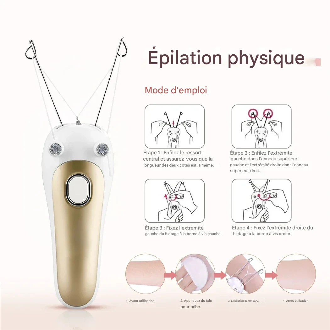Épilateur électrique visage et corps doux or ou rose, précision optimale – Image 13