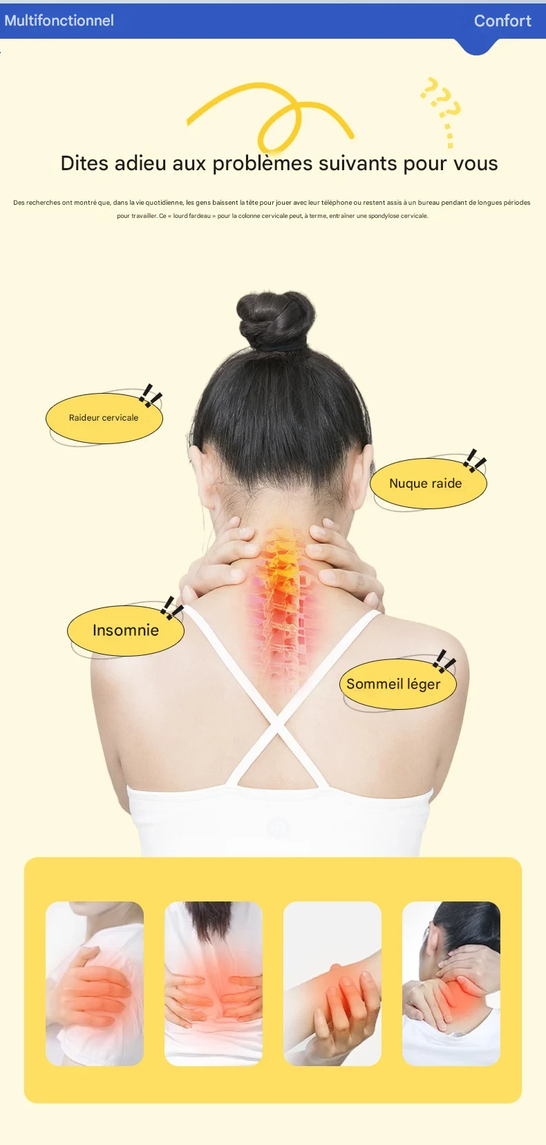 Oreiller ergonomique 60 x42 x23 cm soutien cou et posture optimale – Image 20