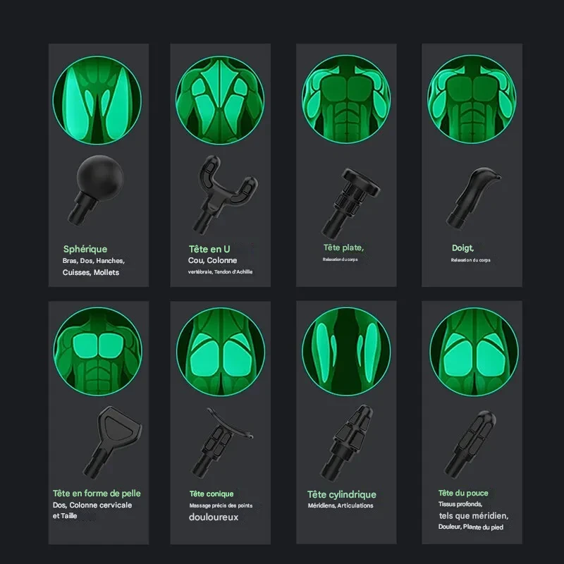 Pistolet de Massage Électrique 8 Têtes pour Relaxation Musculaire Pro – Image 12