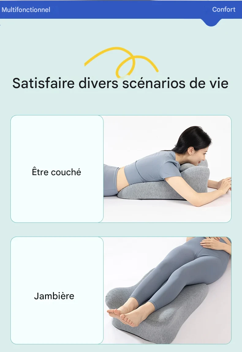 Oreiller ergonomique 60 x42 x23 cm soutien cou et posture optimale – Image 8
