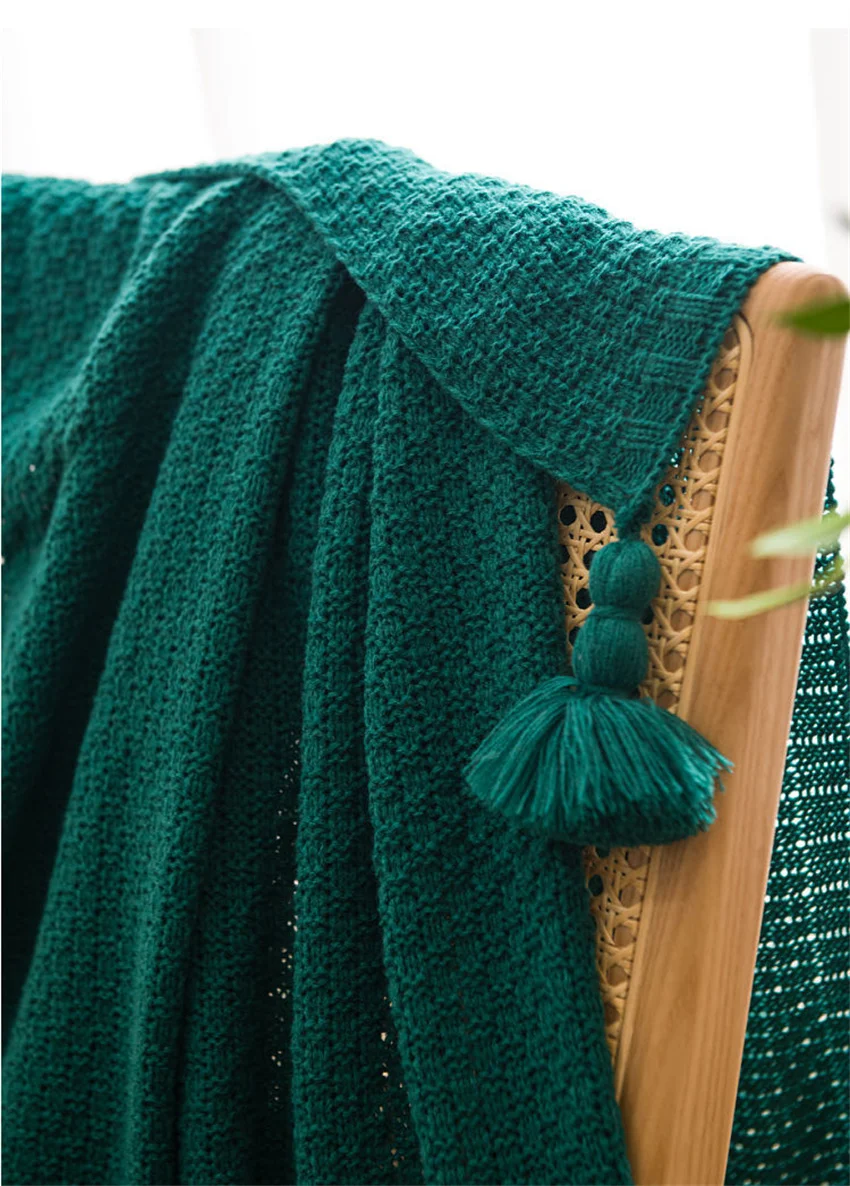 Plaid tricot épais gaufré avec franges – Confort chic multicolore – Image 19