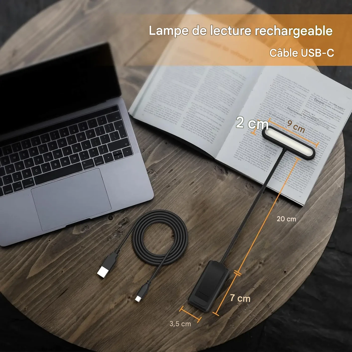 Lampe de lecture USB rechargeable 14 LEDs lumière ajustable portable – Image 6