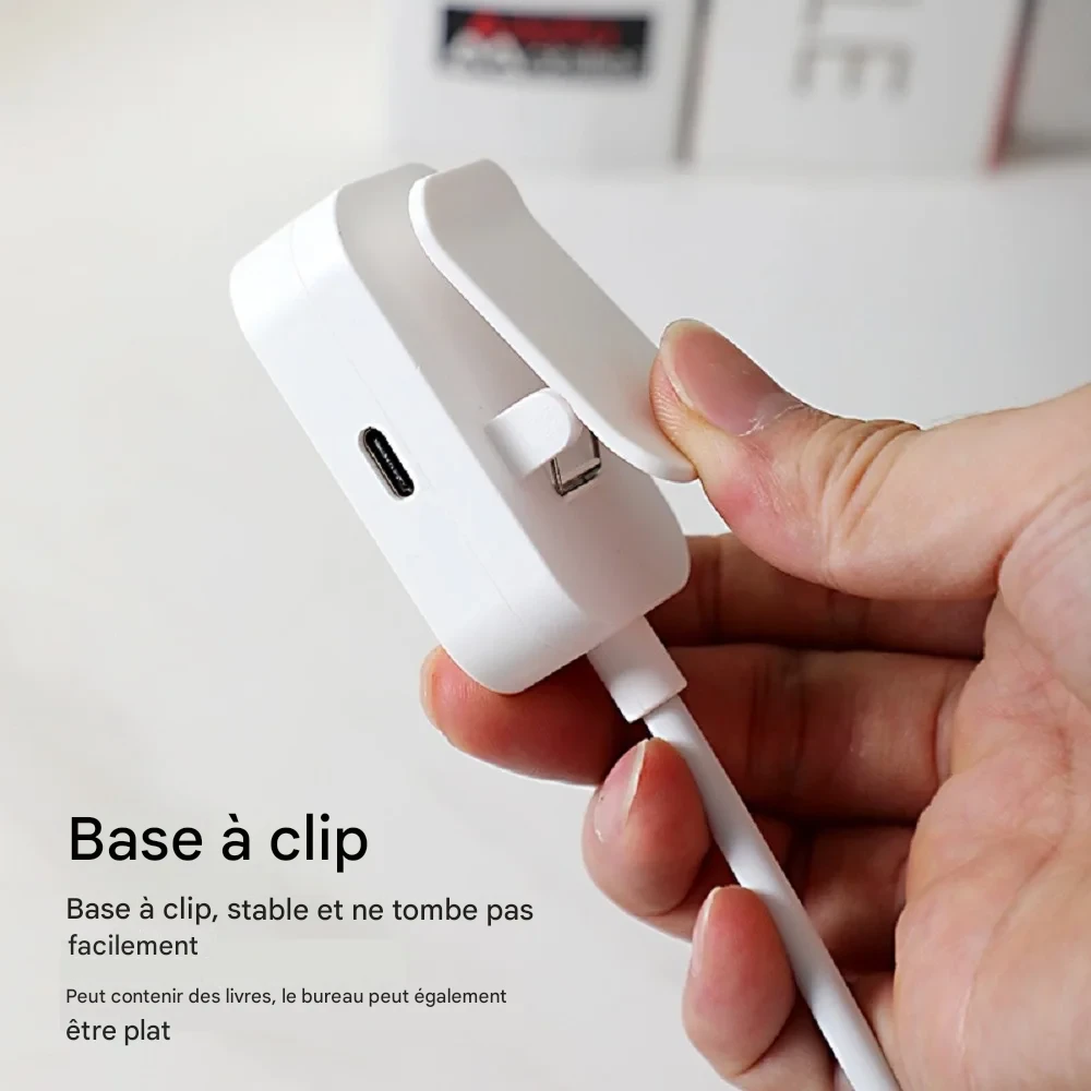 Lampe de lecture LED pliable USB à clip, lumière douce et ajustable – Image 3