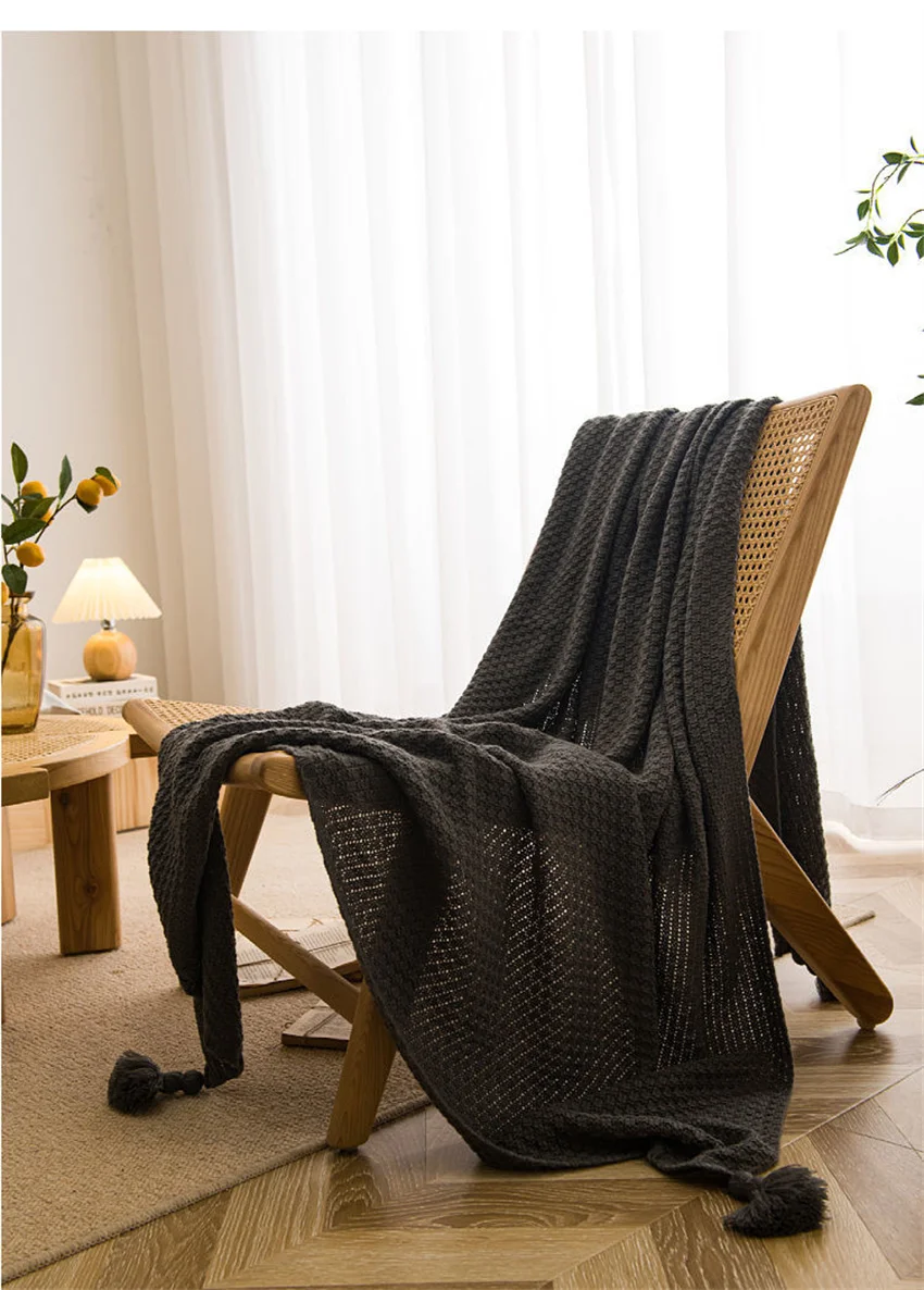 Plaid tricot épais gaufré avec franges – Confort chic multicolore – Image 21