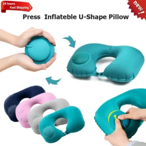 Coussin de voyage ergonomique gonflable en U, léger et compact